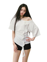 Asymmetric Shoulder 3D Floral T-shirt - CHINASQUAD