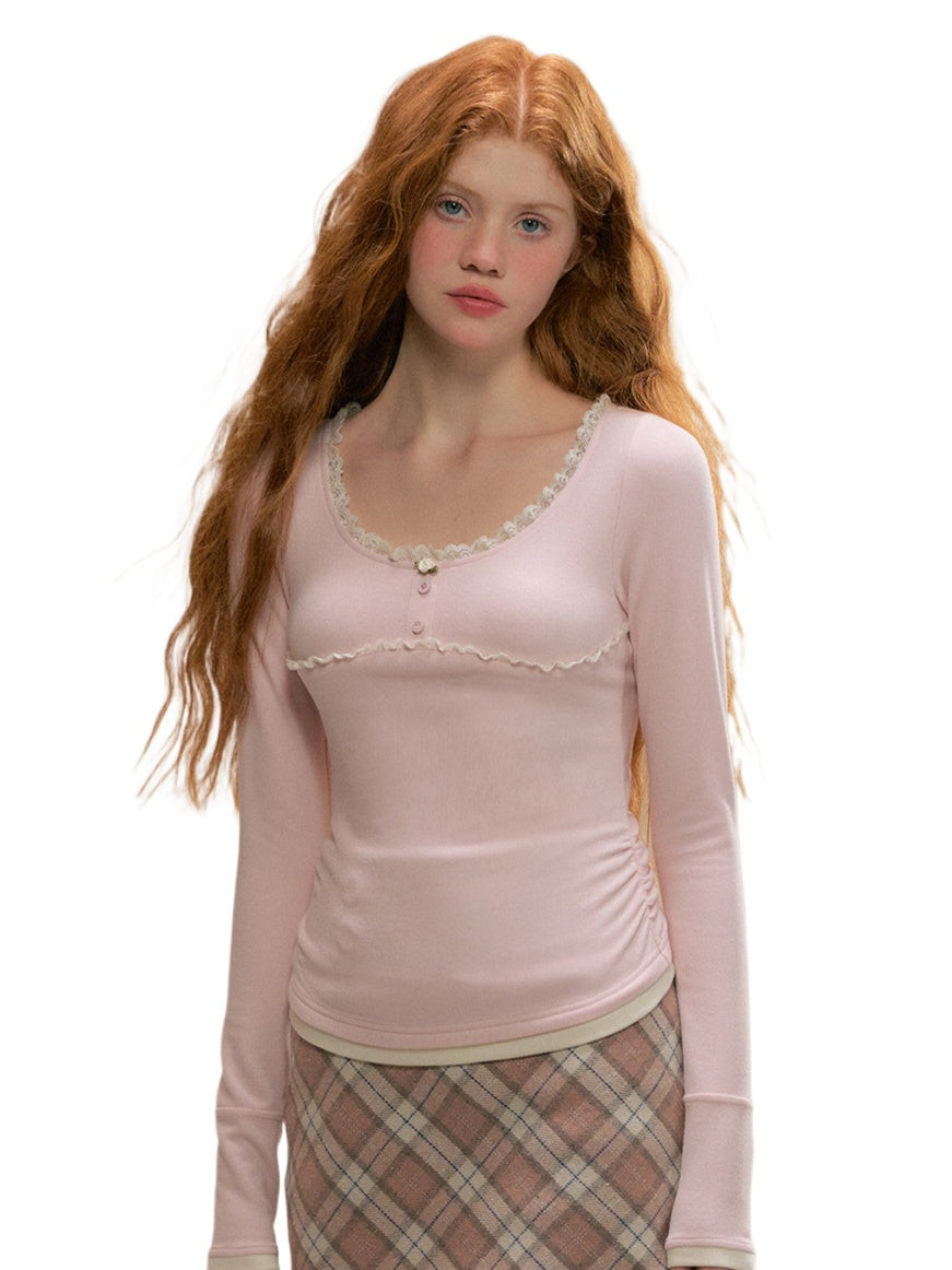 (Final Sale) Pink & Black Knit Long Sleeve T-Shirt - CHINASQUAD