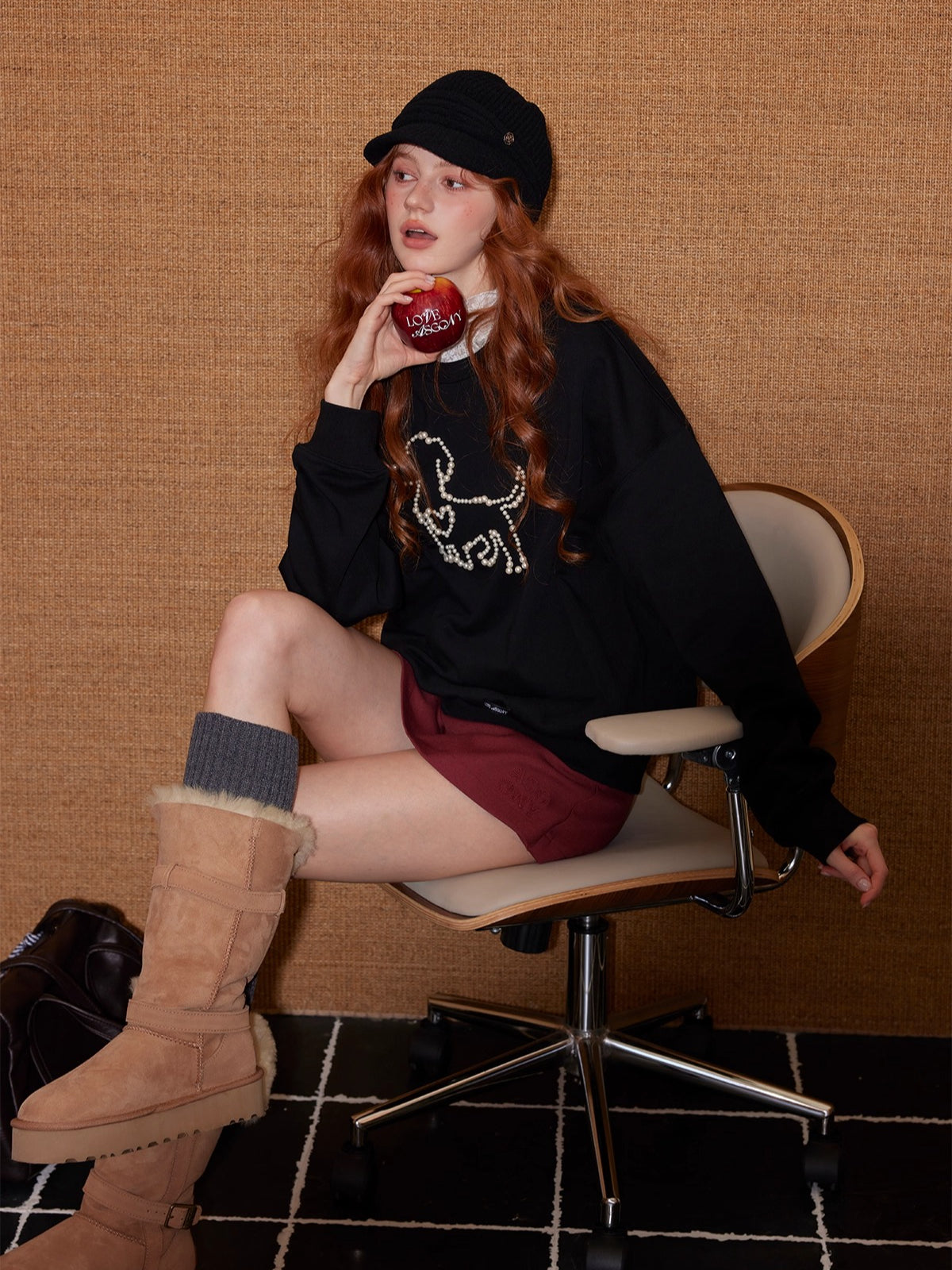 Embellished Animal Embroidery Cotton Sweatshirt - CHINASQUAD