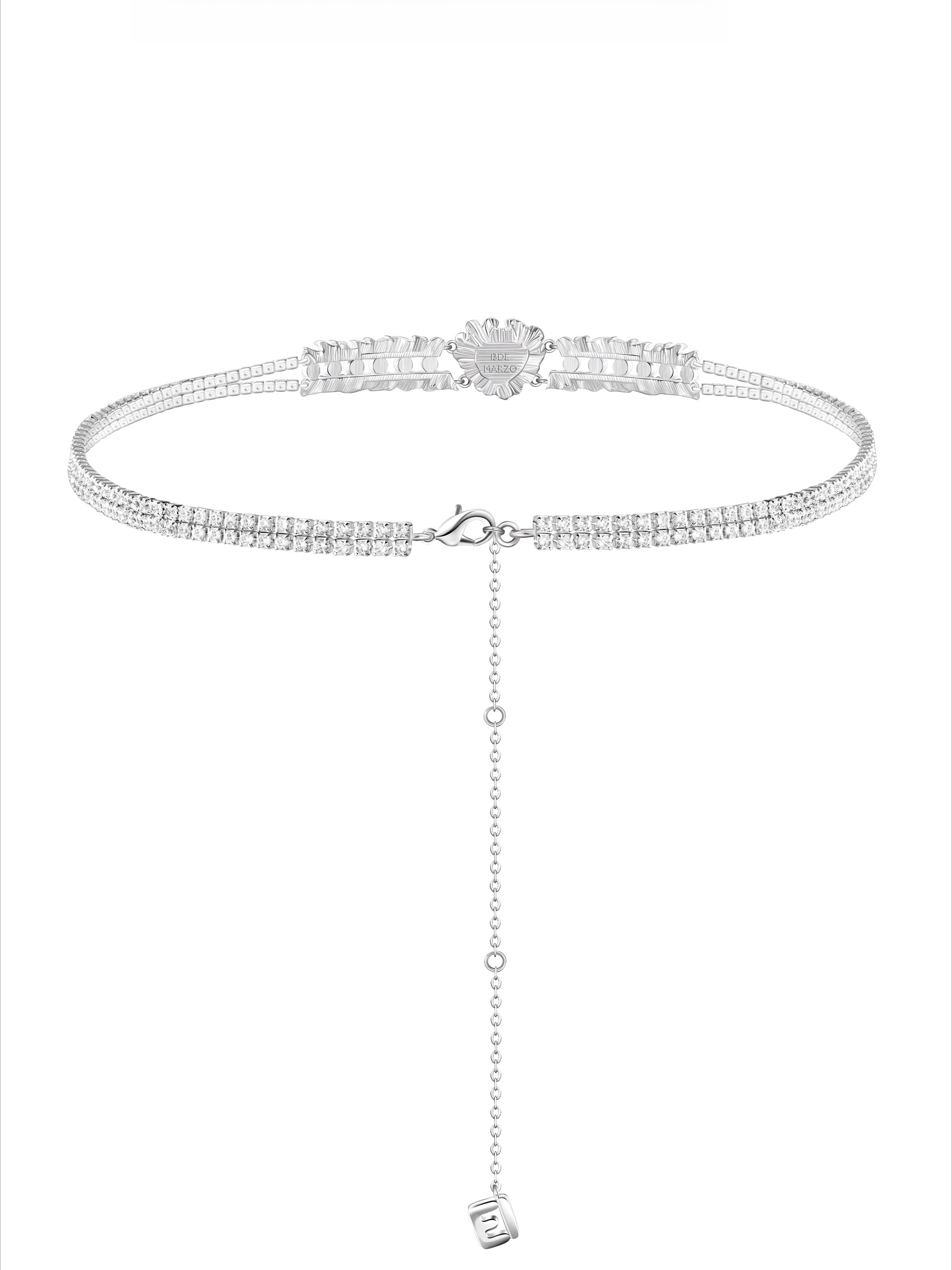 Heart-Trim Pearl Velvet Pendant Necklace