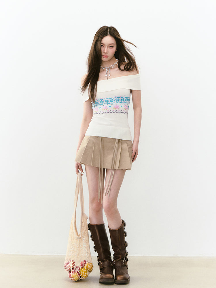 Floral Lace Off-Shoulder Vest - CHINASQUAD