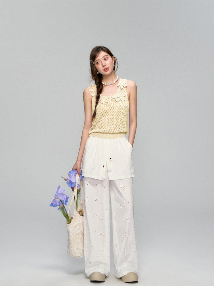 Flower Crochet Hollow-Out Camisole - CHINASQUAD