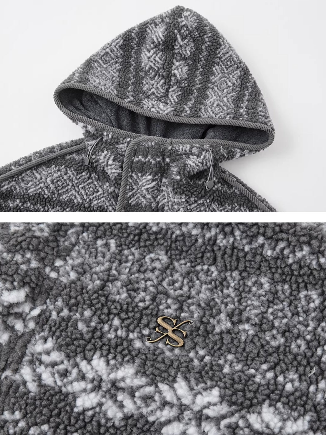 Jacquard Polar Fleece Hooded Casual Jacket