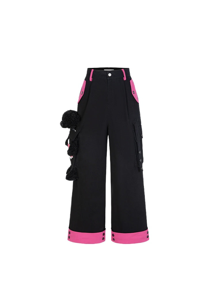 White & Black Bear Cargo Pants - CHINASQUAD