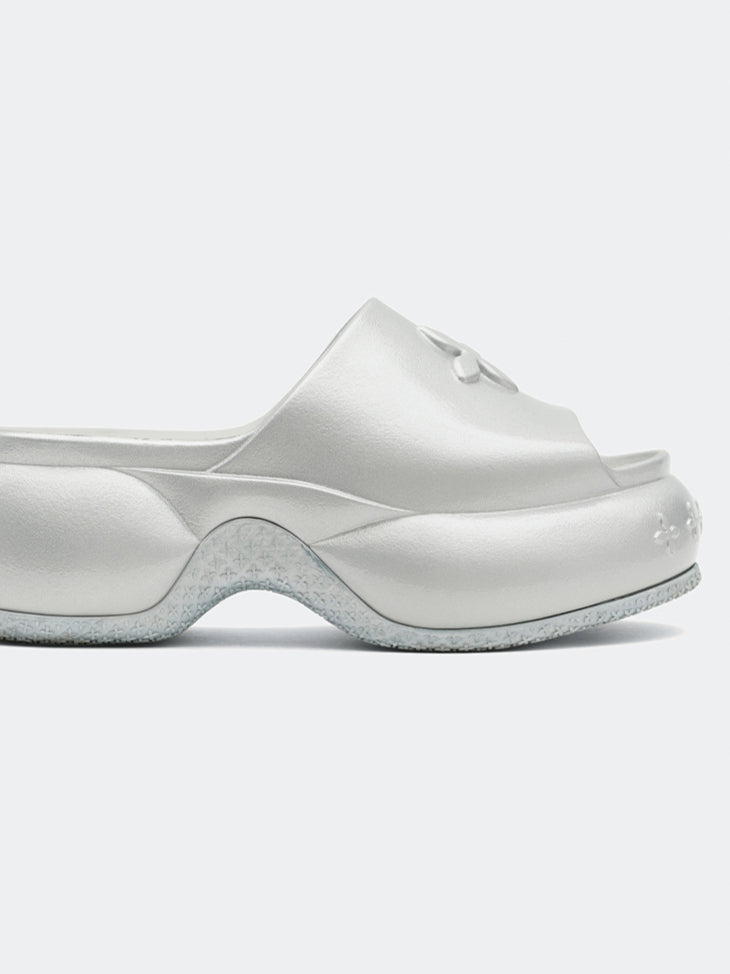 COMPASS WAVE Platform Bumper Sandals In Silver - CHINASQUAD