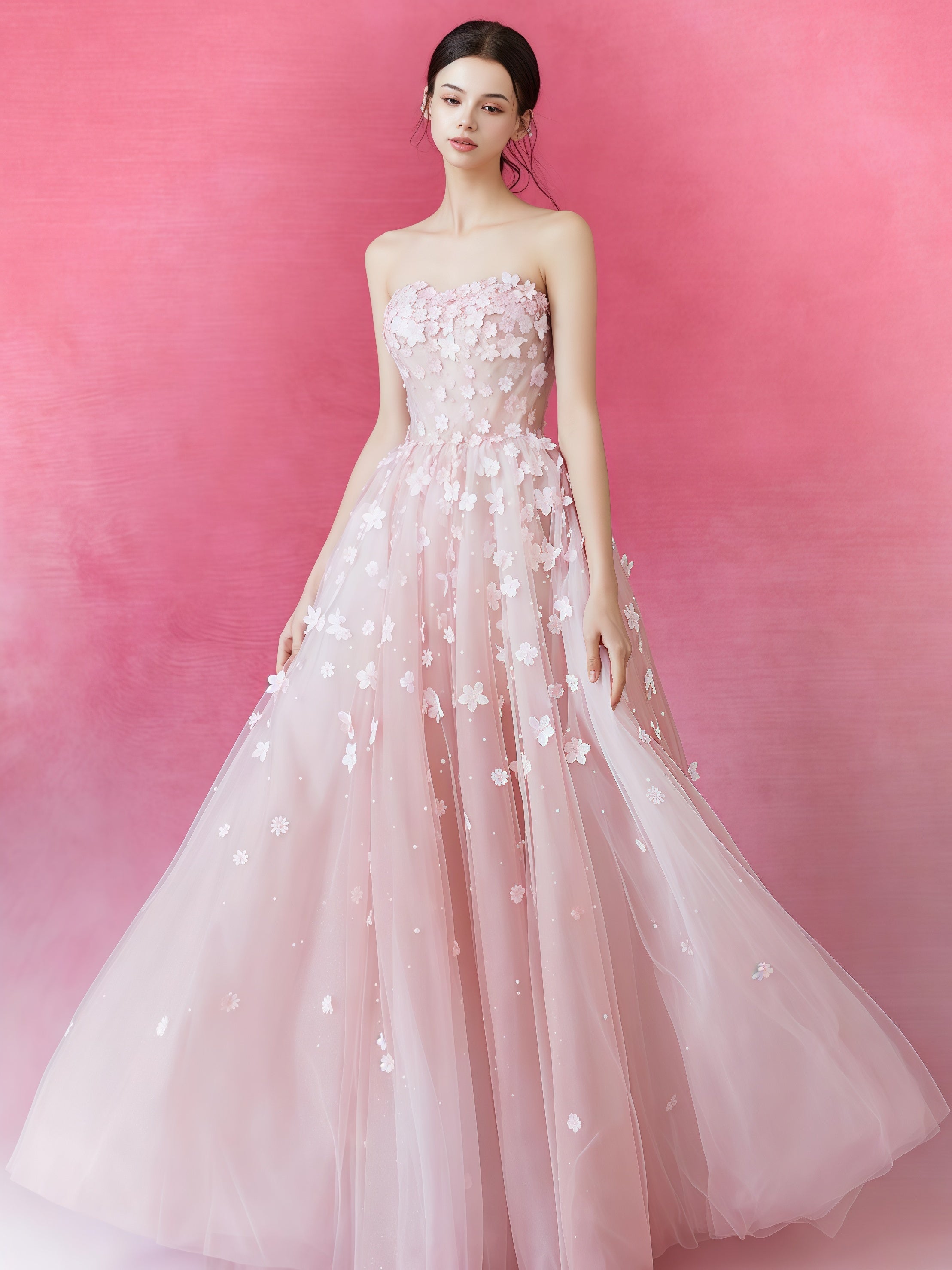 Blossom Veil Embellished Tulle Ball Gown