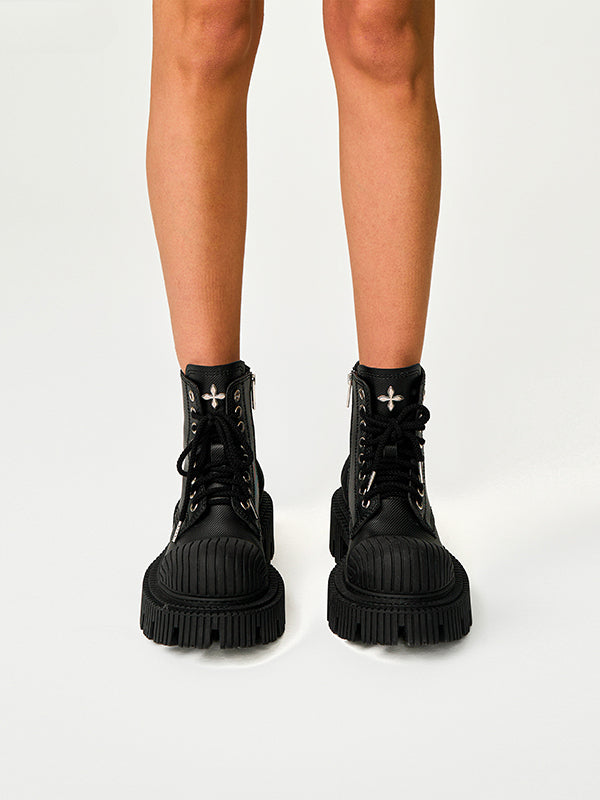 Black & Silver Ripple Motorcycle Boots - CHINASQUAD