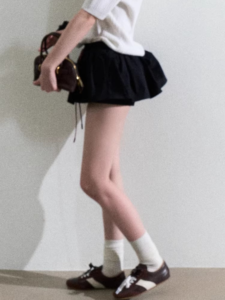 Drawstring Bubble Mini Skirt