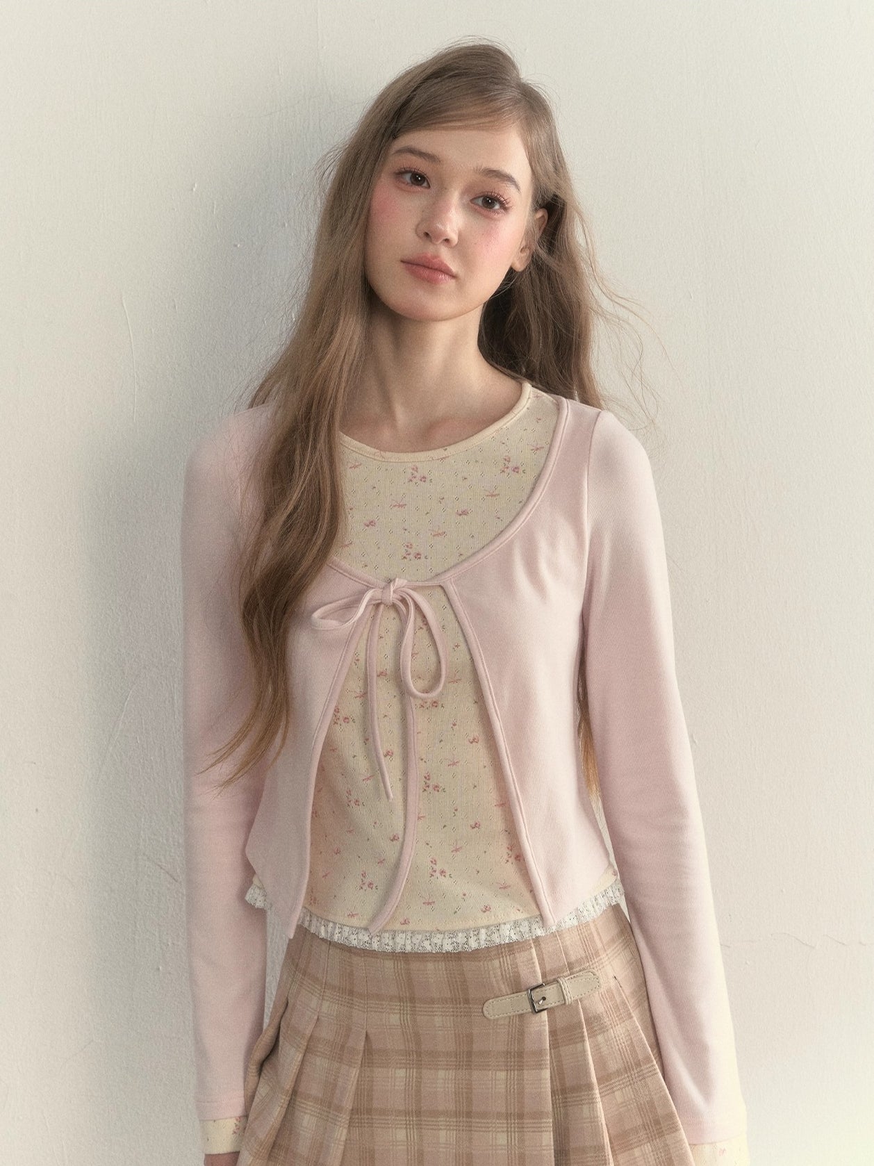 Striped & Floral Design Layered Contrast Blouse