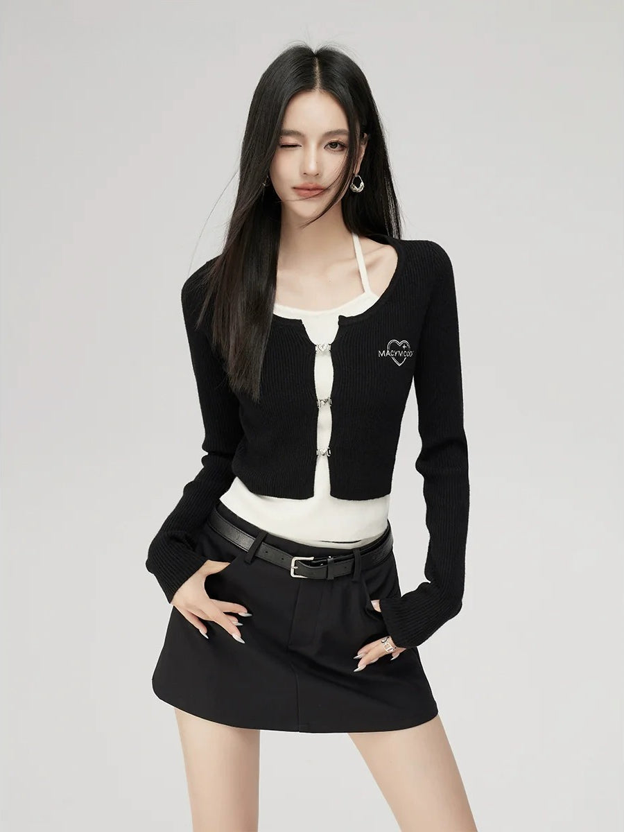 Fake Two Piece Knit Halter Blouse