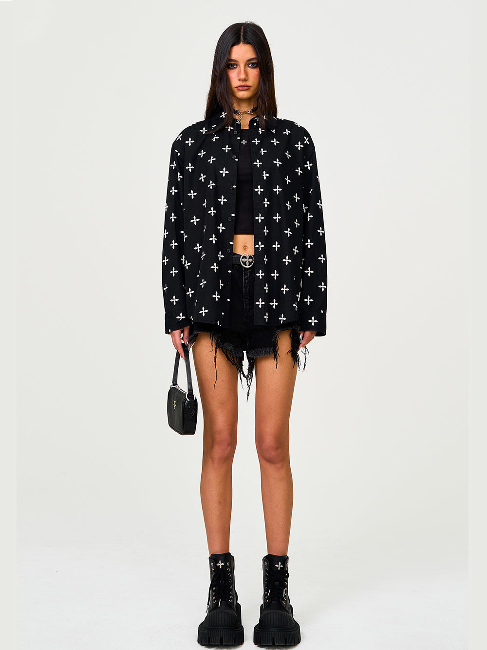 Black Oversized Cotton Shirt - CHINASQUAD