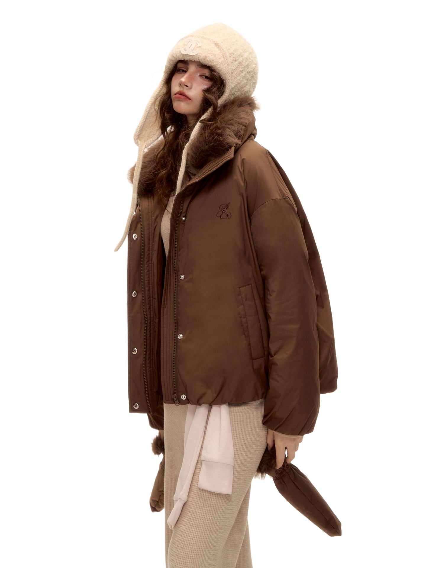 Fur-Collar Short Down Puffer Jacket