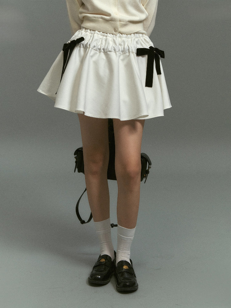 Velvet Bow Water-Repellent Puff Skirt - CHINASQUAD