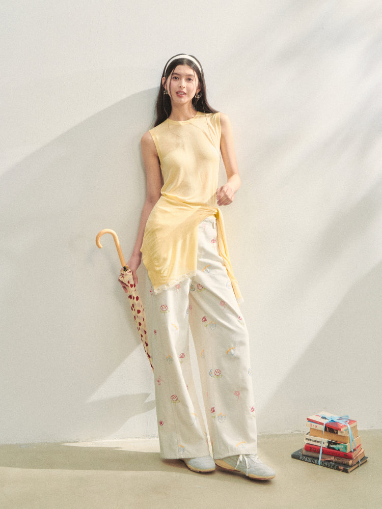 Lace Trimmed Crew Neck Knitted Cardigan Set - CHINASQUAD