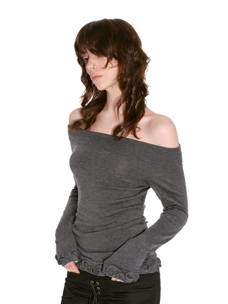 High-End Wool Off-shoulder Knit  - CHINASQUAD