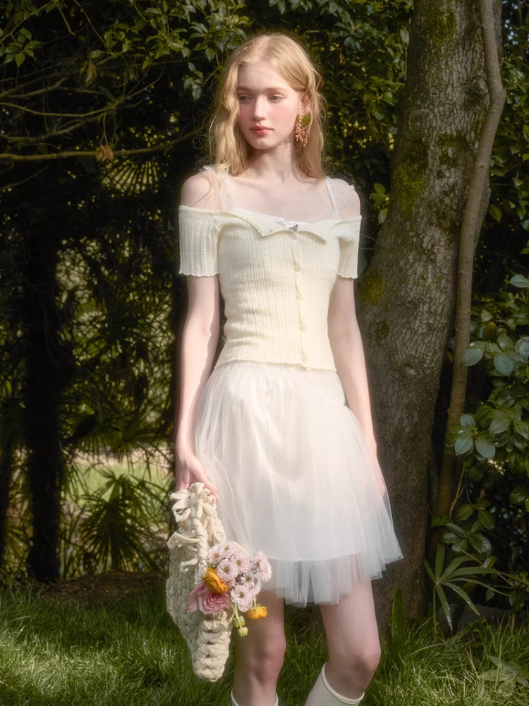 Summer-Colored One-Shoulder Cardigan - CHINASQUAD