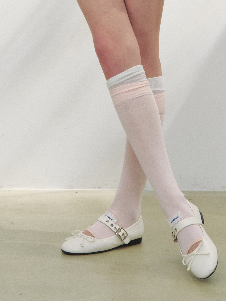 Color-blocking Miu Style Footed Socks - CHINASQUAD