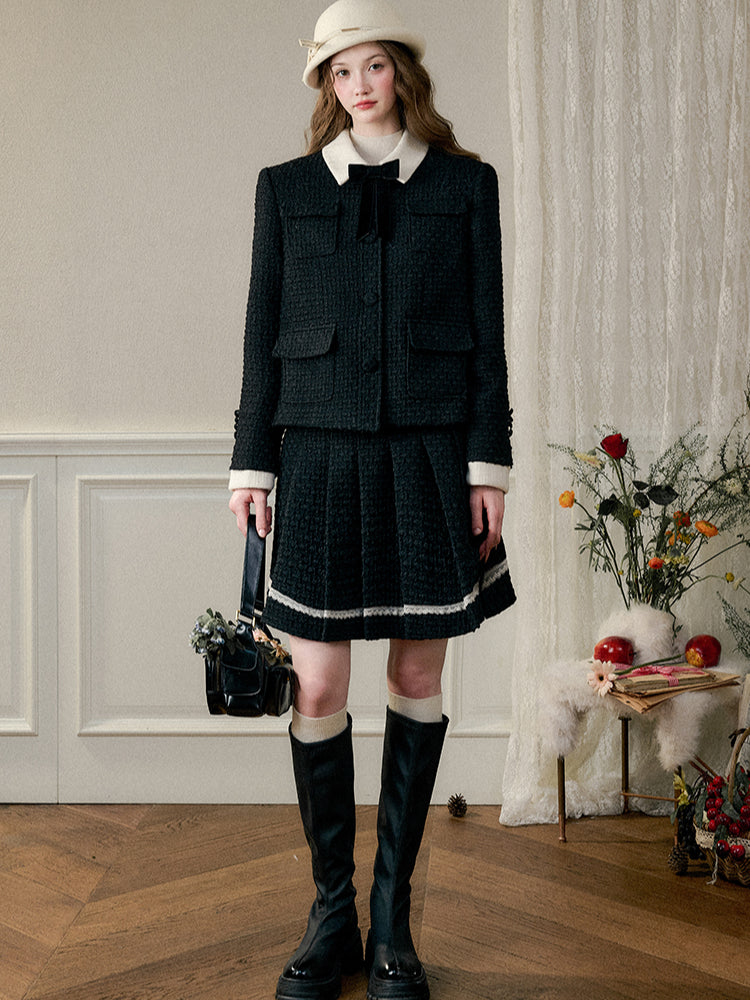 Galaxy Classic Wool Pleated Skirt Set - CHINASQUAD