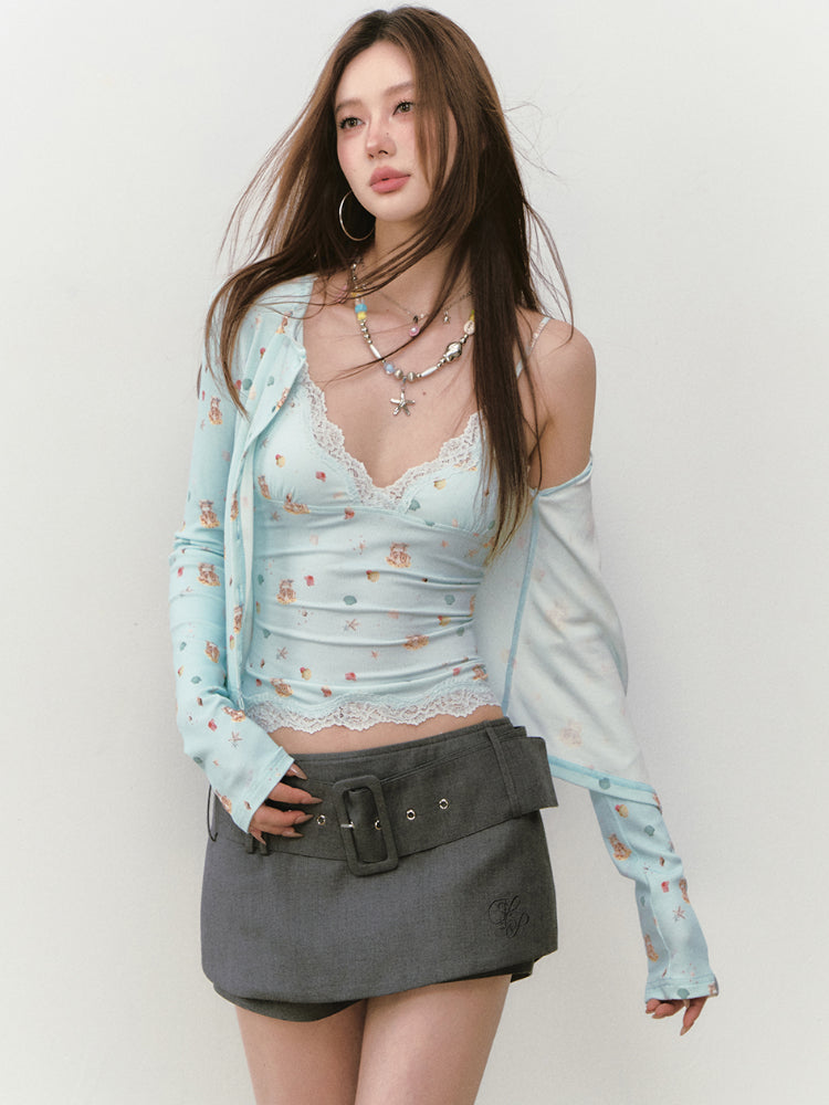 Printed Lace Trimmed Camisole - CHINASQUAD