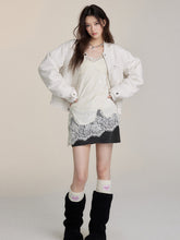 (Final Sale) Fur Collar Two-Way Fuzzy Baseball Jacket - CHINASQUAD