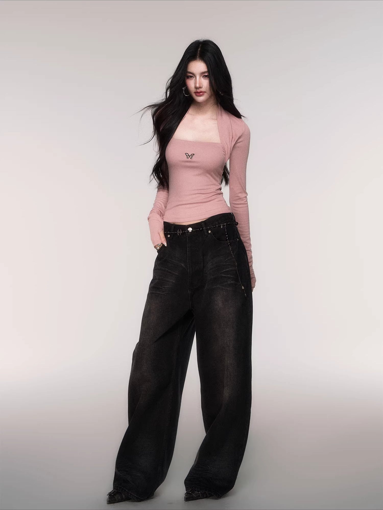 Sleeve-Detail Slim-Fit Knit Crewneck