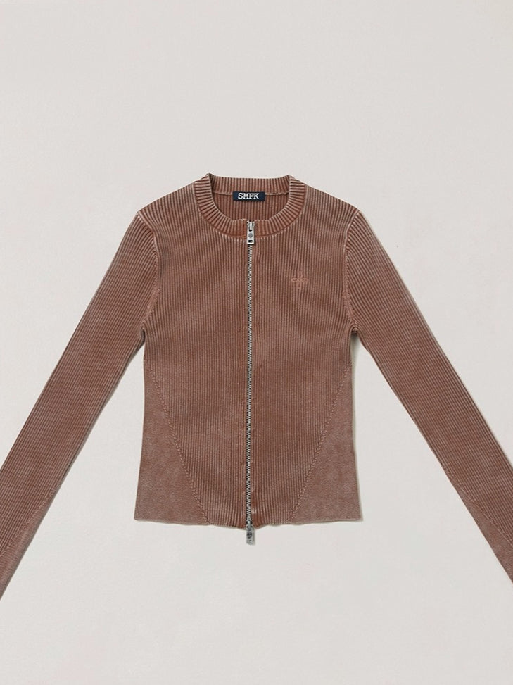 Wild Retro Zipper Knit Cardigan