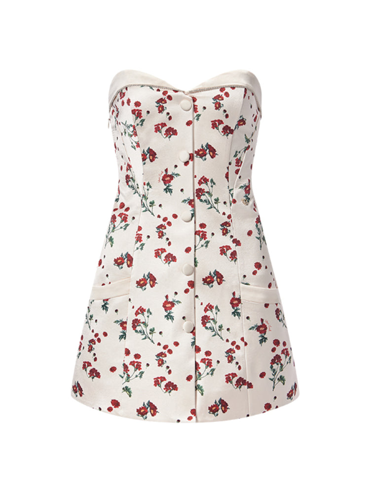 Satin Three-Dimensional Beadwork Halter Dress - CHINASQUAD