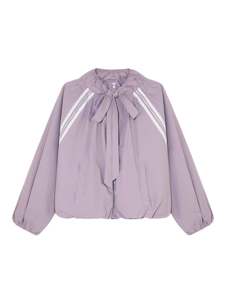 Lace Spliced Raglan Sleeve Sun Protection Shirt & Skirt Set - CHINASQUAD