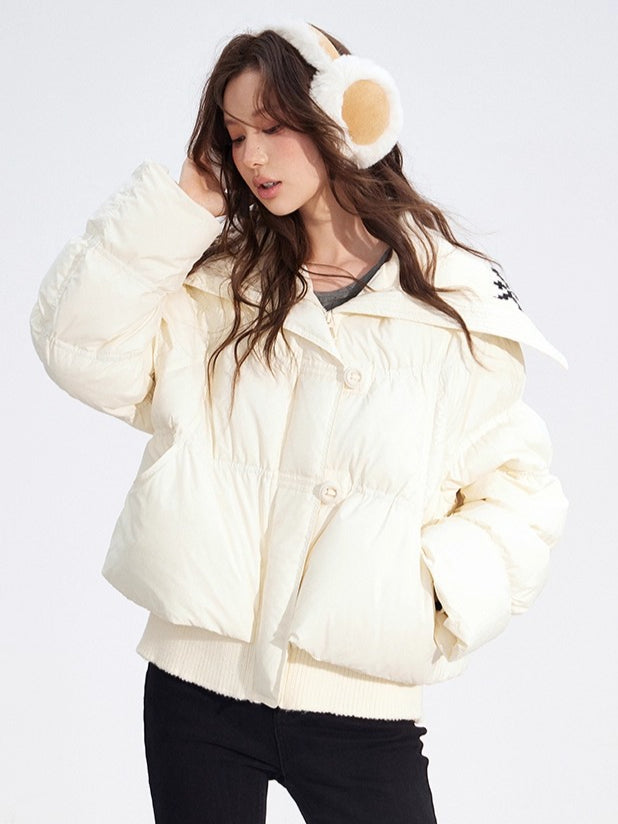Contrast Panel Sailor Collar Down Jacket