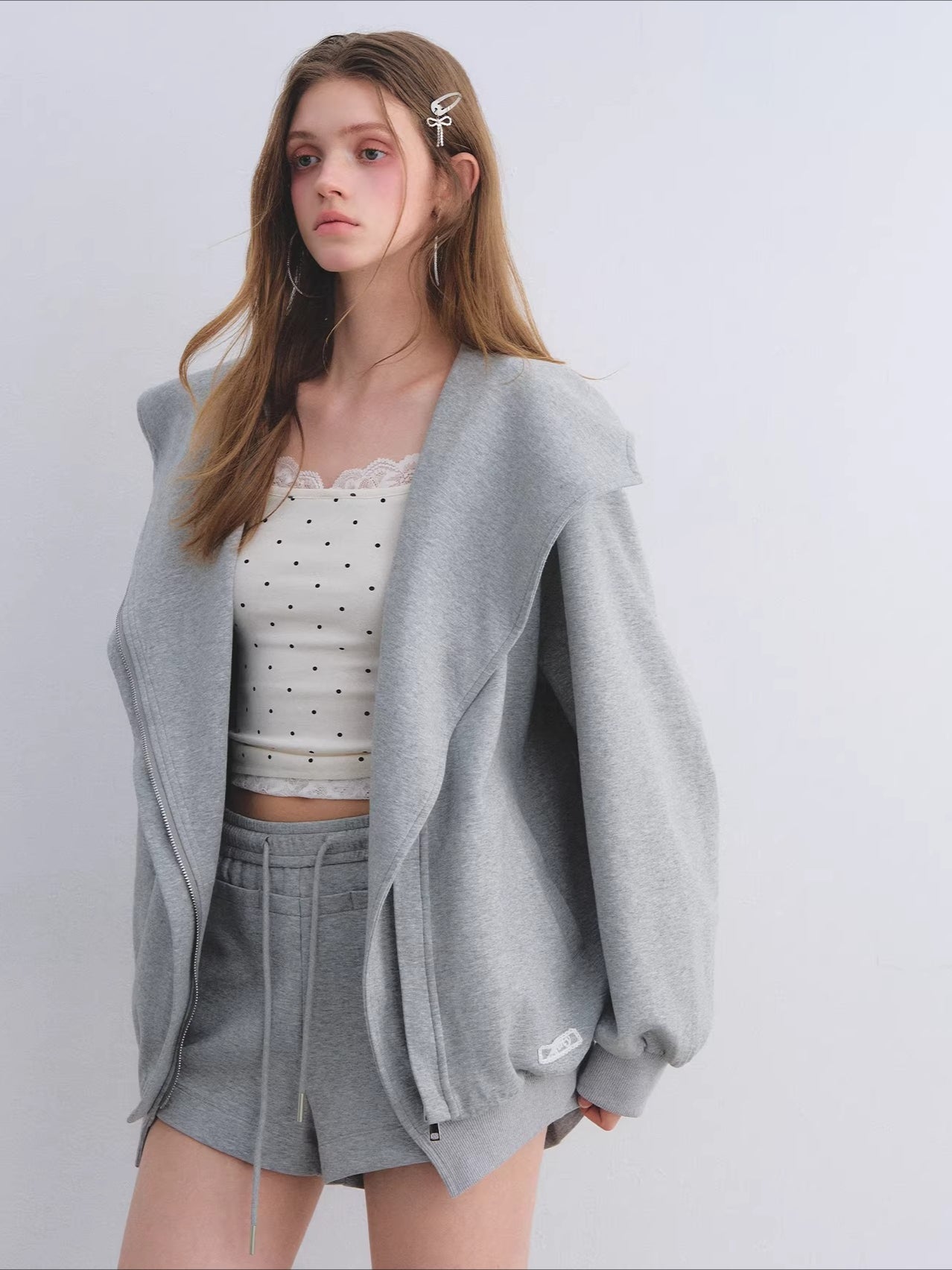 Hooded Zip-Up Sweatshirt & Flared Sweatpants Set