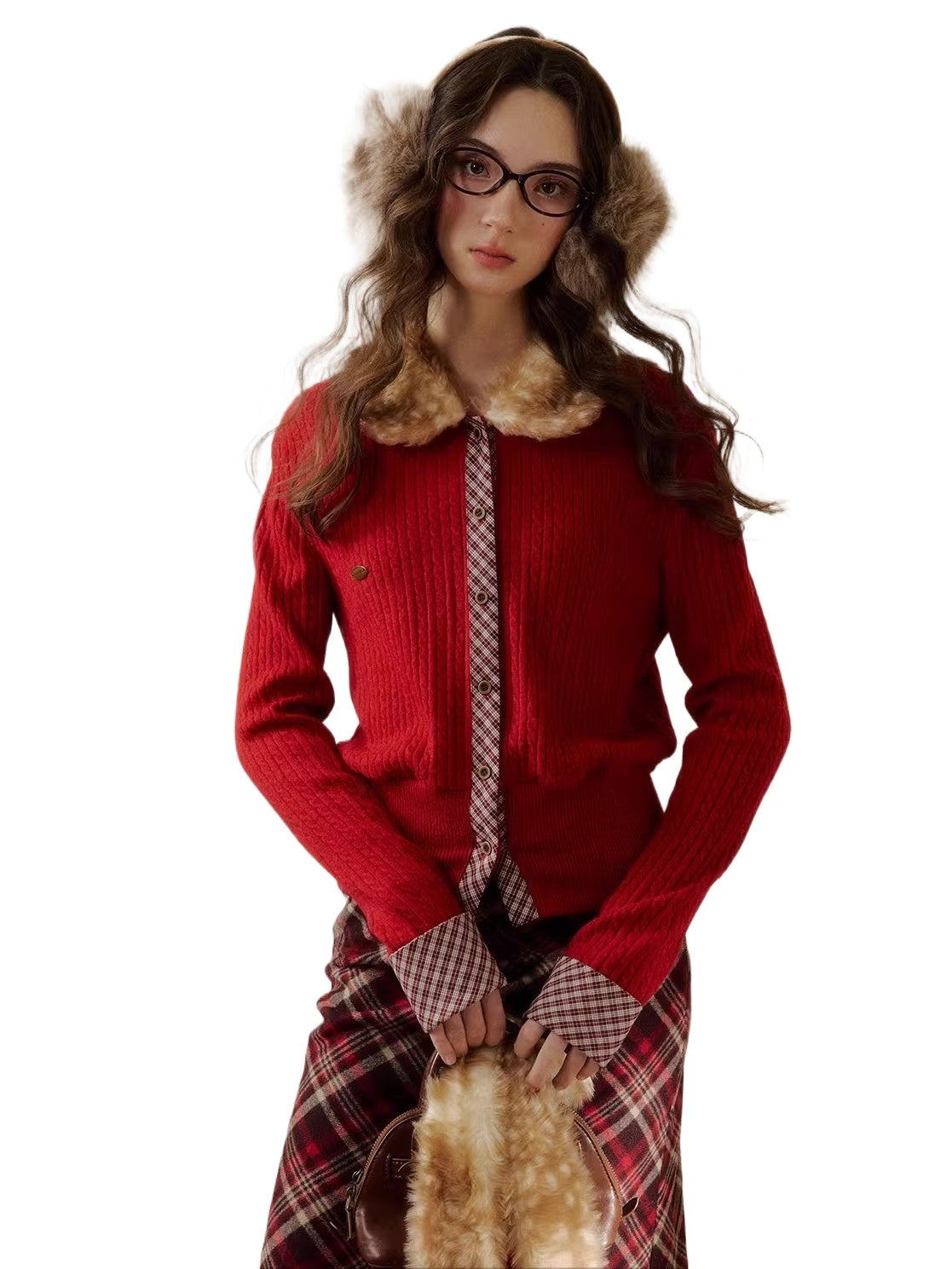 Vintage Check Contrast Knit Sweater