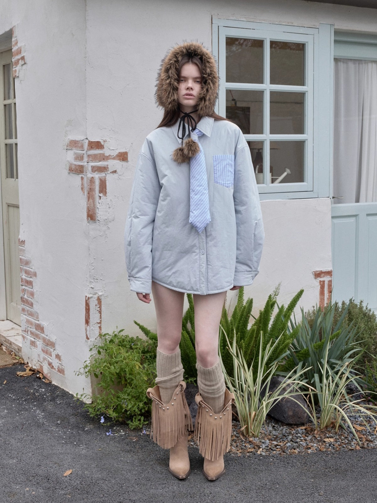 Embroidered Striped Reversible Jacket Set - CHINASQUAD