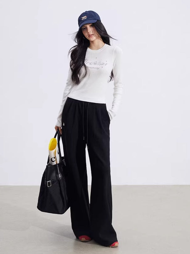 Layered-Effect Panelled Wide-Leg Pants
