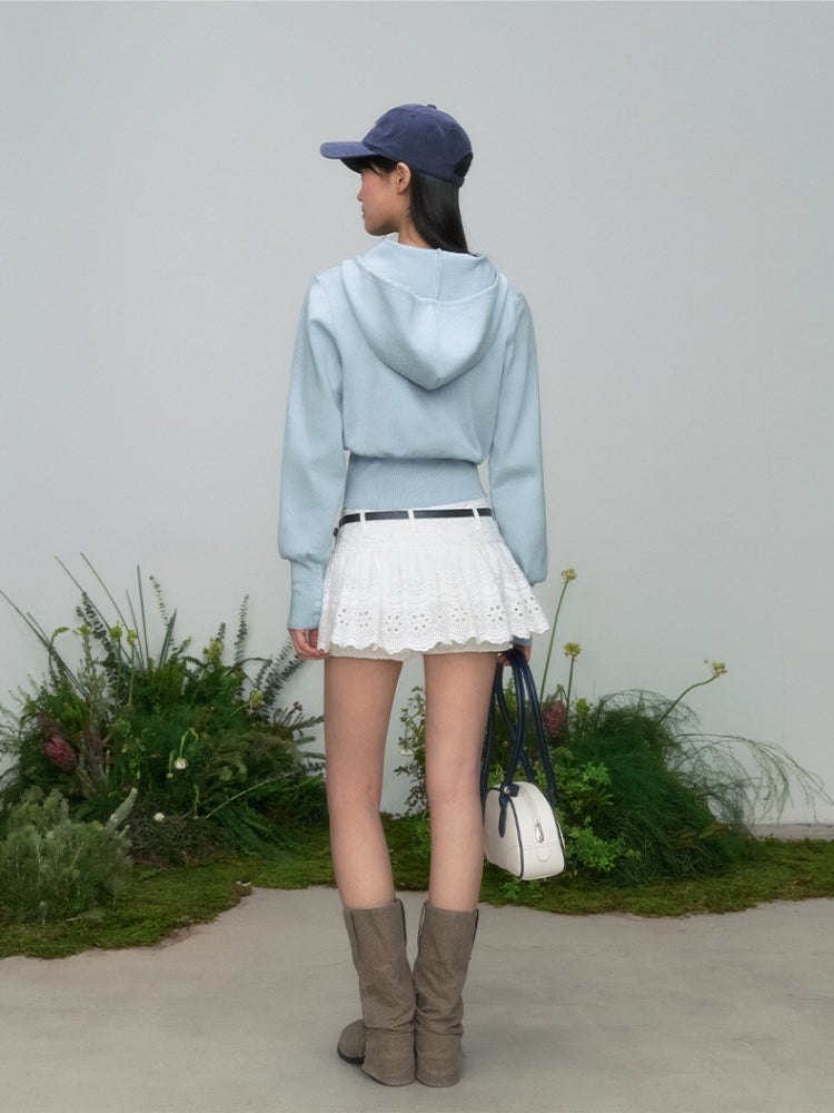 Bow Tie Waist Hoodie Knitted Long Coat - CHINASQUAD