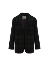 Oversized Green Plaid Woolen Blazer - CHINASQUAD