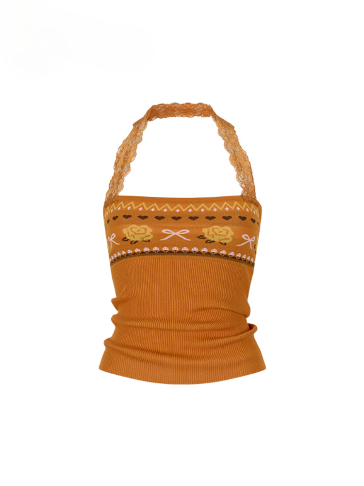 Floral Lace Off-Shoulder Bustier Vest - CHINASQUAD