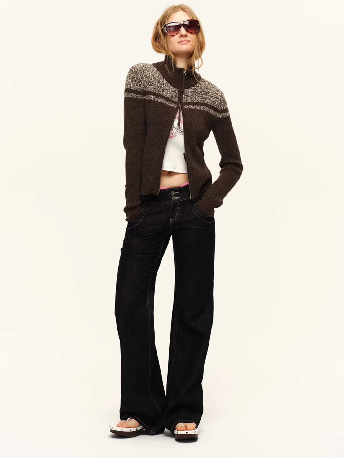 Denim Ultra-Low Rise Straight Jeans