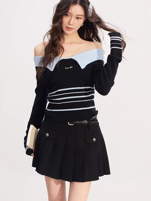 High-Waisted A-Line Pleated Skirt