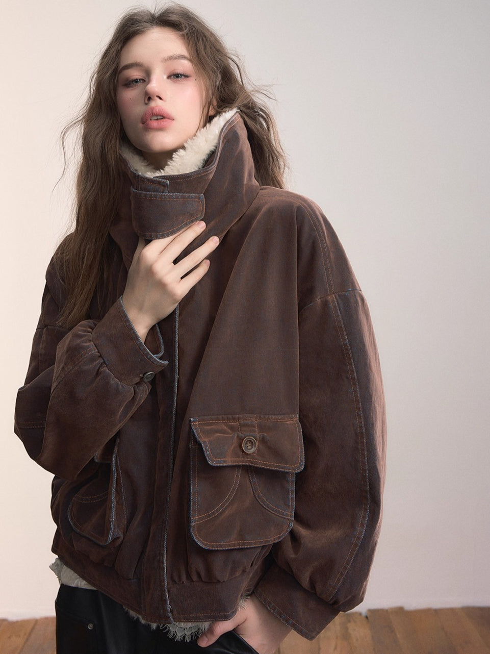 Velvet Fusion Oversized Faux Fur Down Jacket