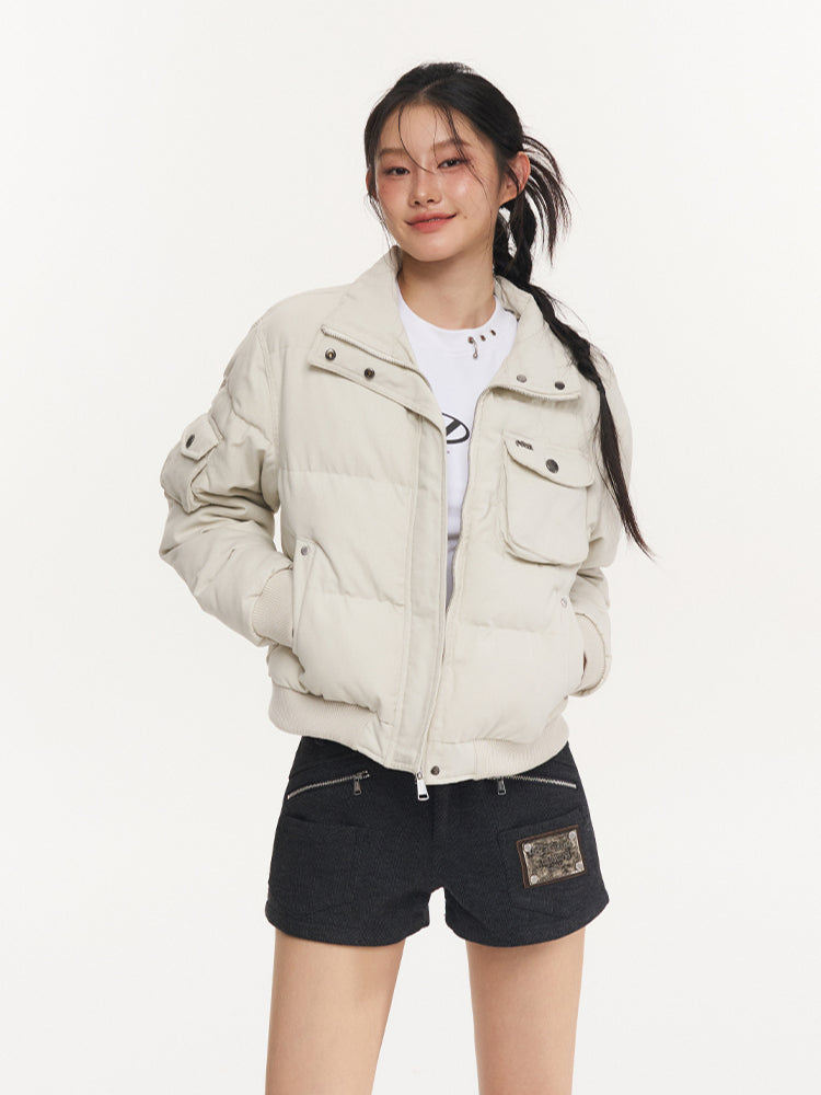 Black Herringbone Multi-Pocket Straight Shorts - CHINASQUAD