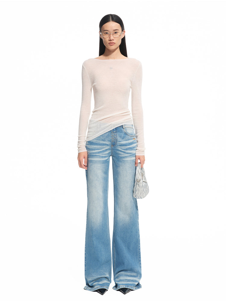 Wool Thin Crewneck Long-sleeve Blouse - CHINASQUAD