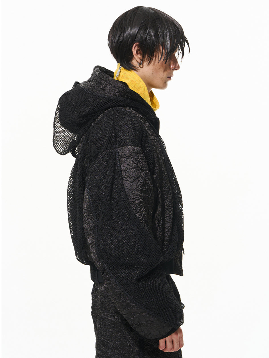 Black Hooded Patchwork Pilot Jacket - CHINASQUAD