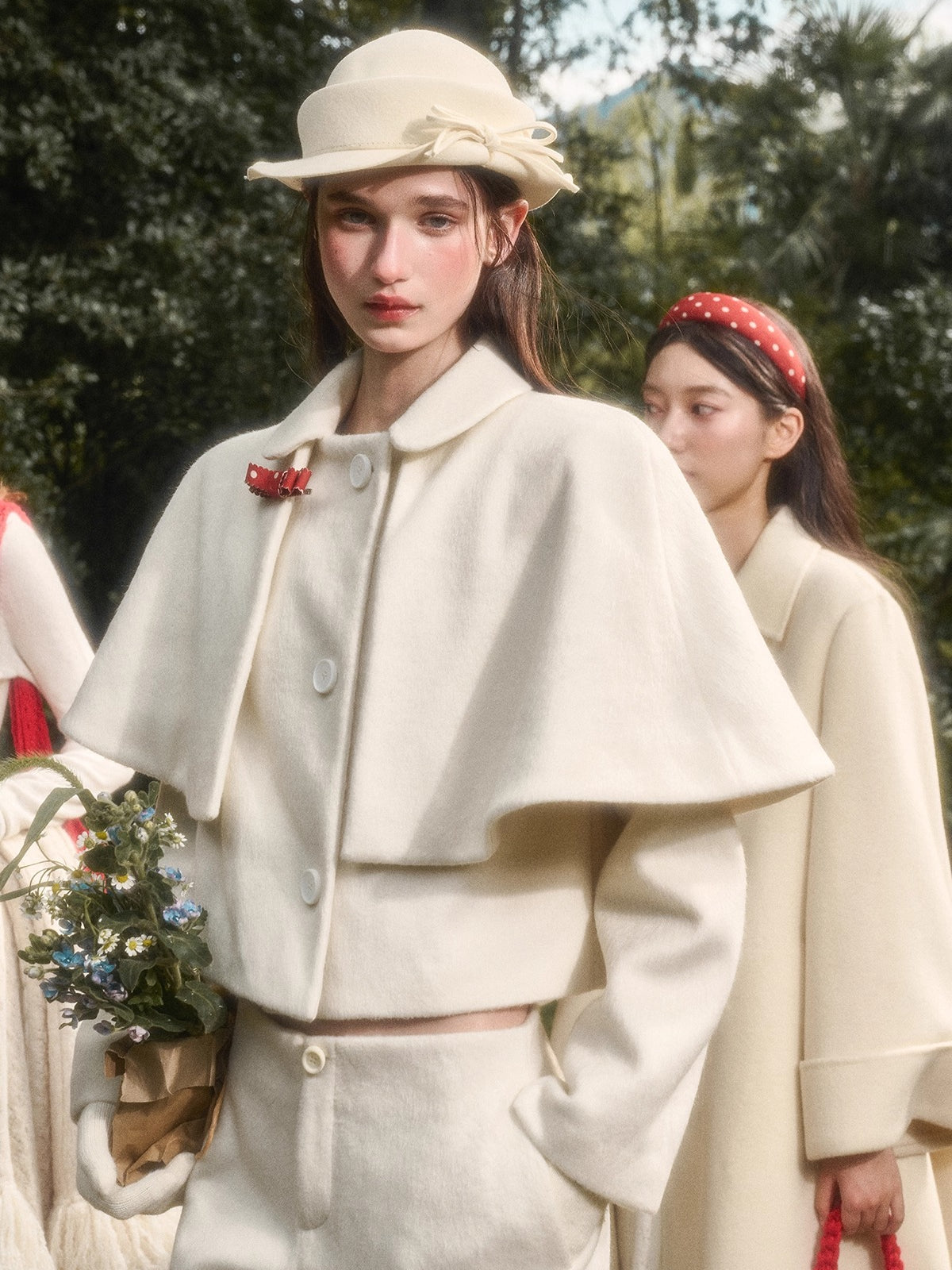 Sunday Wool Blend Cape Jacket & Shorts Set