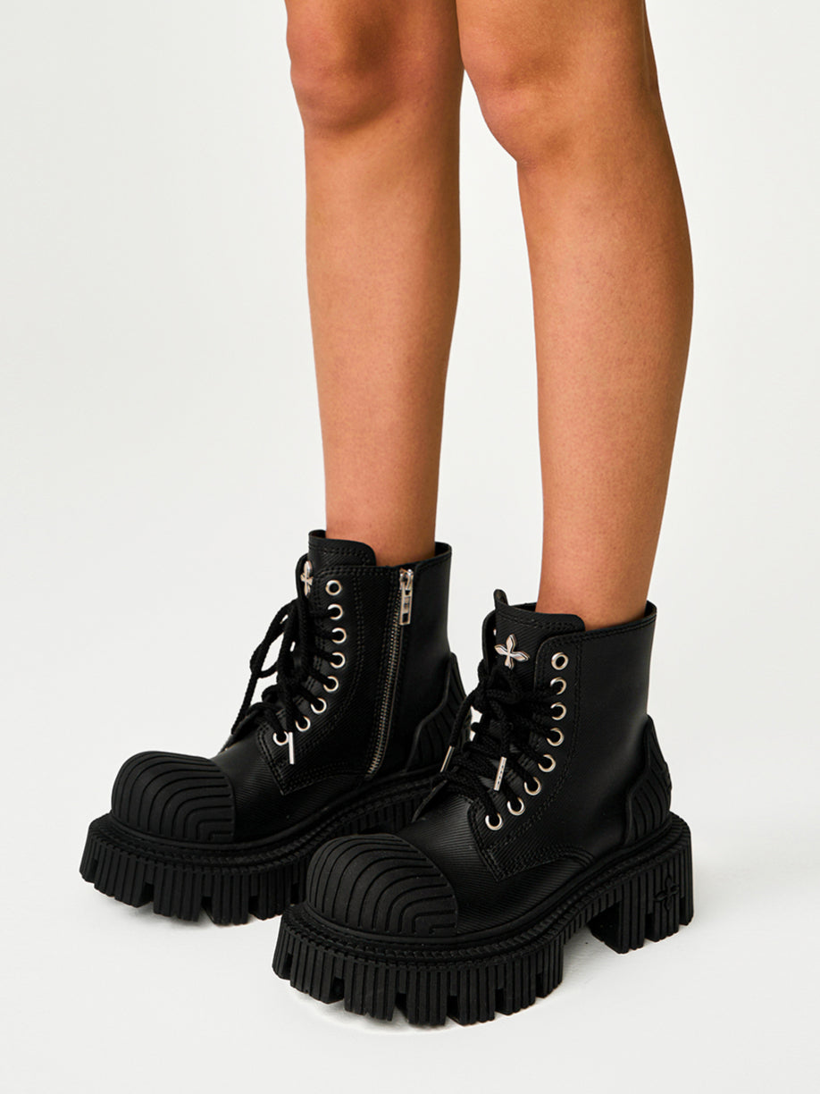 Black & Silver Ripple Motorcycle Boots - CHINASQUAD