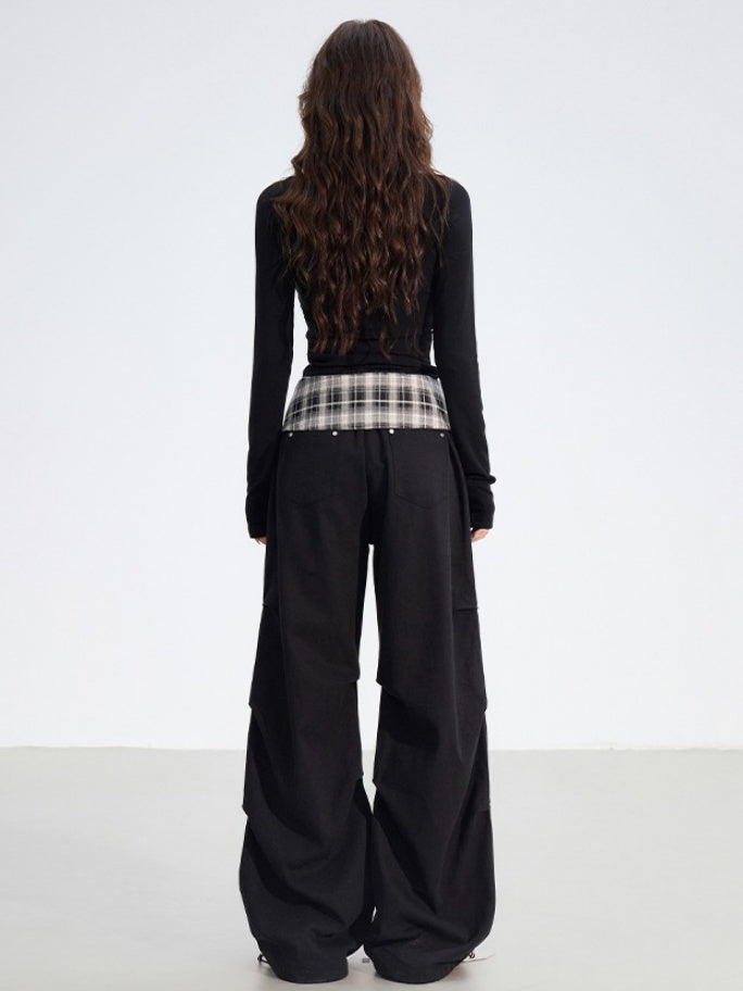 Detachable Plaid Utility Cotton Pants - CHINASQUAD