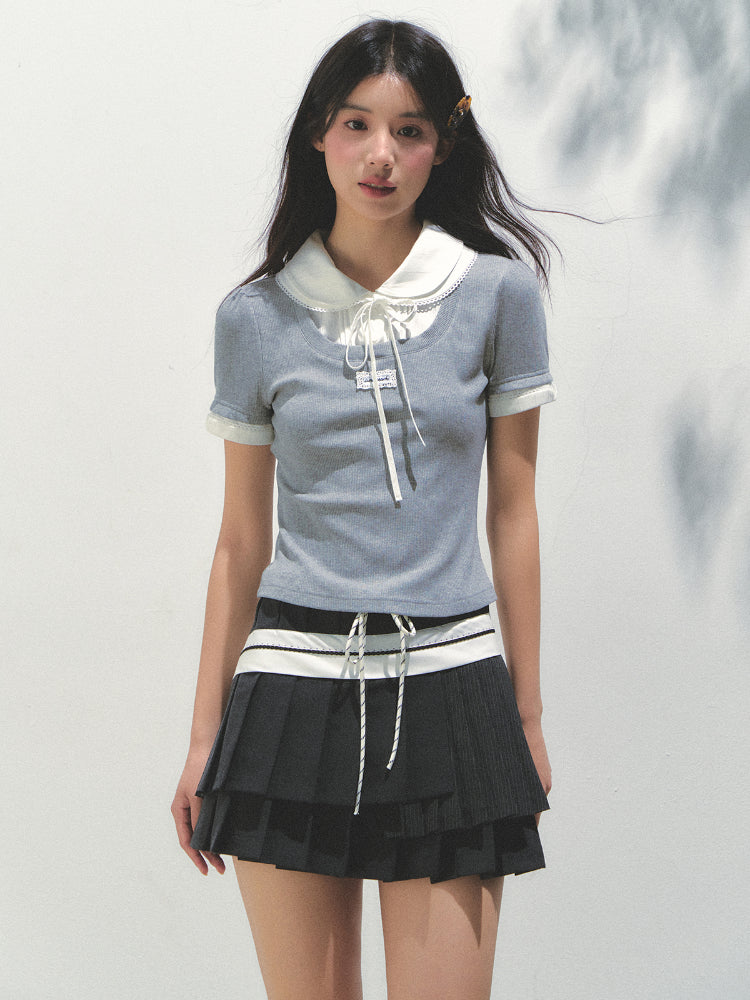 Collar Knitted Short-sleeve T-shirt - CHINASQUAD