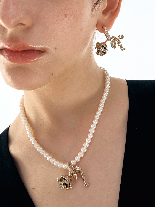 Vintage Rose Pearl Necklace - CHINASQUAD