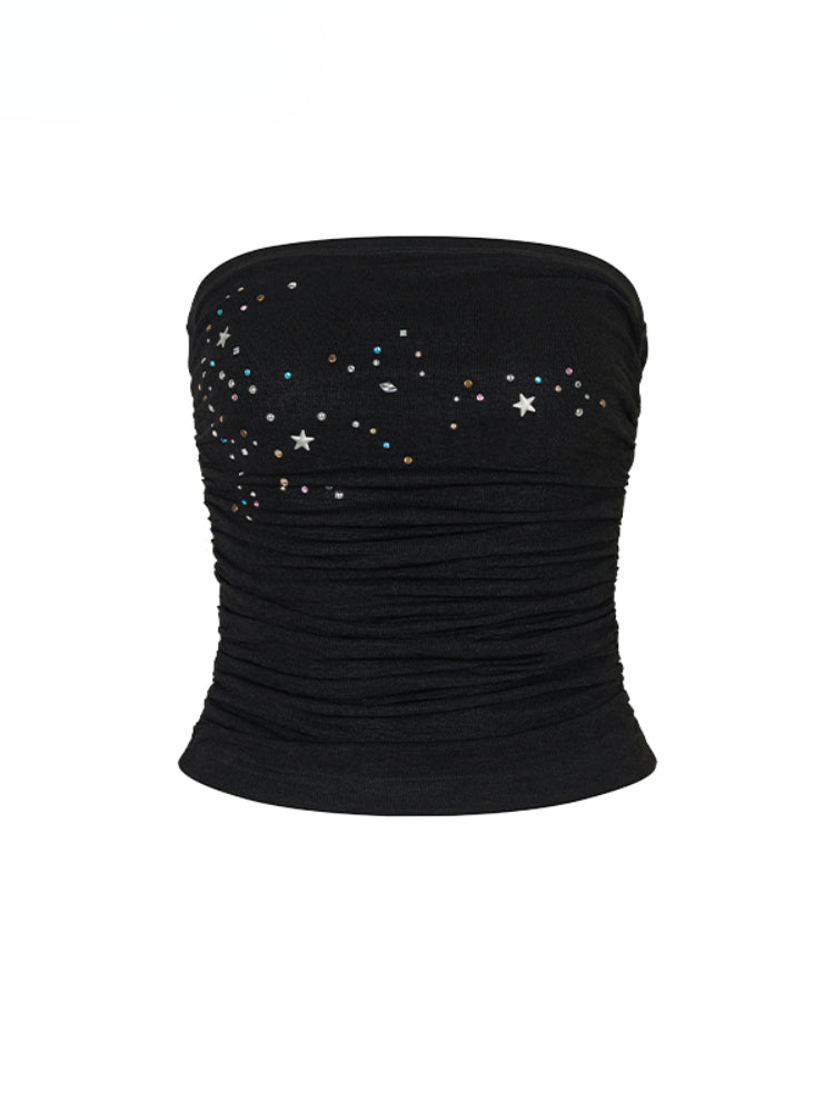 Star Beaded Ruffled Acetate Bustier - CHINASQUAD