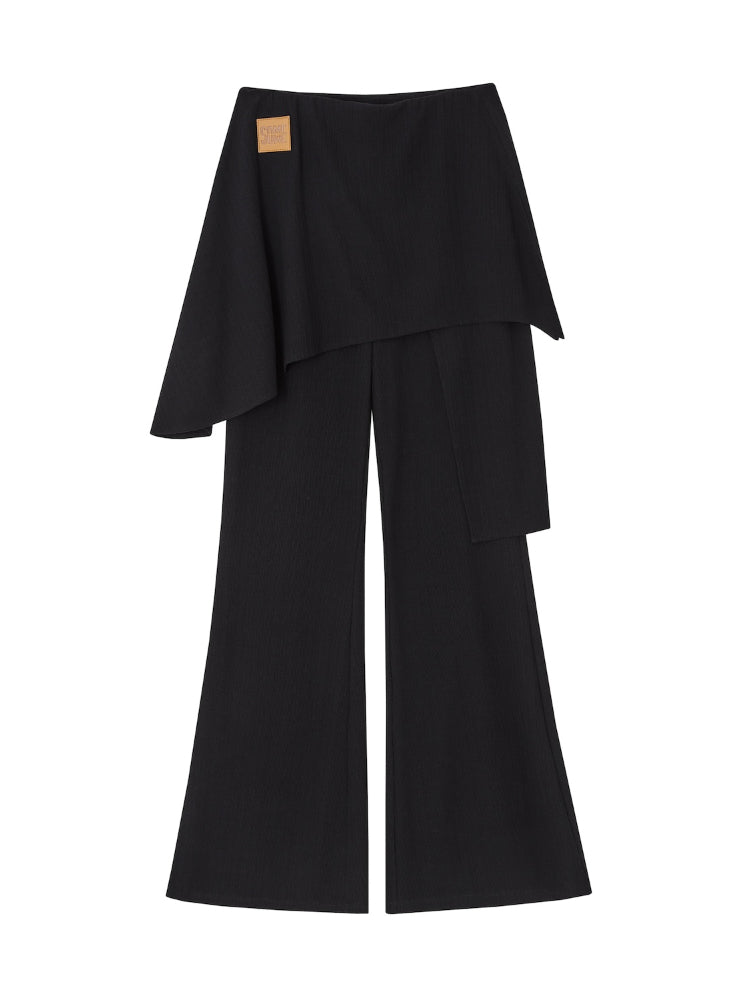 One Shoulder Irregular Slanted Pleat T-shirt & Pants Set - CHINASQUAD