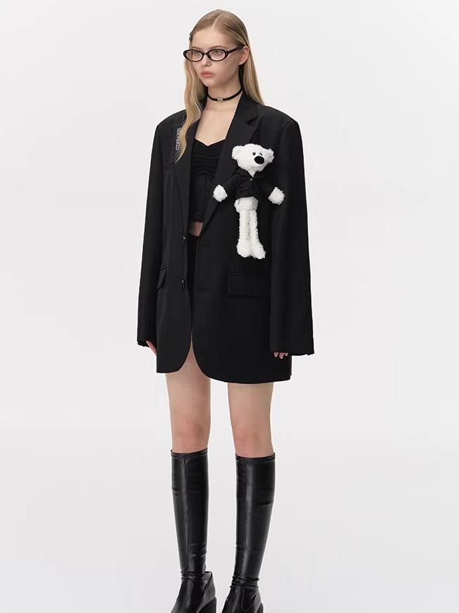 Plush Toy-Detail Relaxed-Fit Blazer